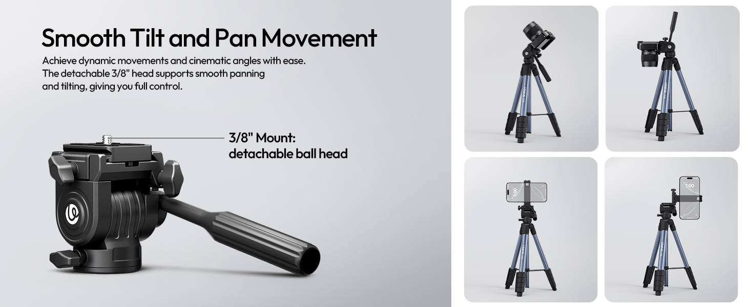 Штатив ULANZI TT39 155cm для камери з поворотним на 360° та нахильним (-80°/+90°) кріпленням, легкий штатив з тримачем для телефону, туристичний штатив сумісний з DSLR, мобільними телефонами (вага 0,95 кг, вантажопідйомність 8 кг)