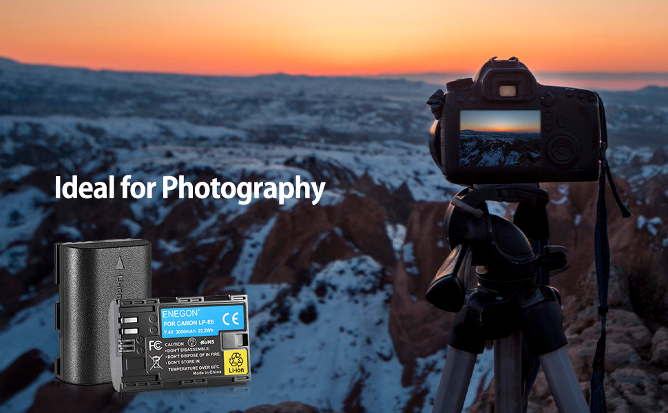 Запасний акумулятор ENEGON LP-E6 (2 шт.) та розумне LED Dual USB зарядне пристрій для Canon EOS 5D Mark II/III/IV, 5DS, 5DS R, 6D, 7D, 7D Mark II, 60D, 70D, 80D та інші моделі Canon (2 x LP-E6)