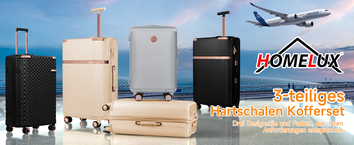 Набір валіз Homelux 3 шт. Бежевий, ABS, Hartschale (твердий корпус), M-L-XL, 1003-beige