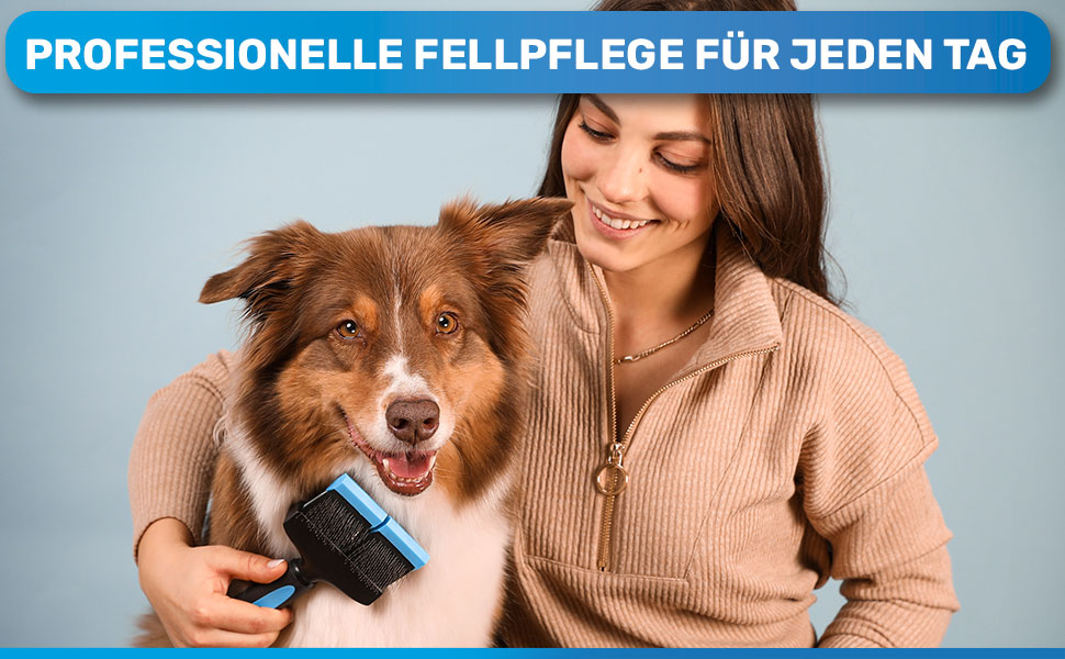 BluePet ZupfZeug Pro: професійна щітка для собак з довгим волоссям, гнучка, для видалення підшерстка, ковтунів та вузлів (двостороння, блакитна)
