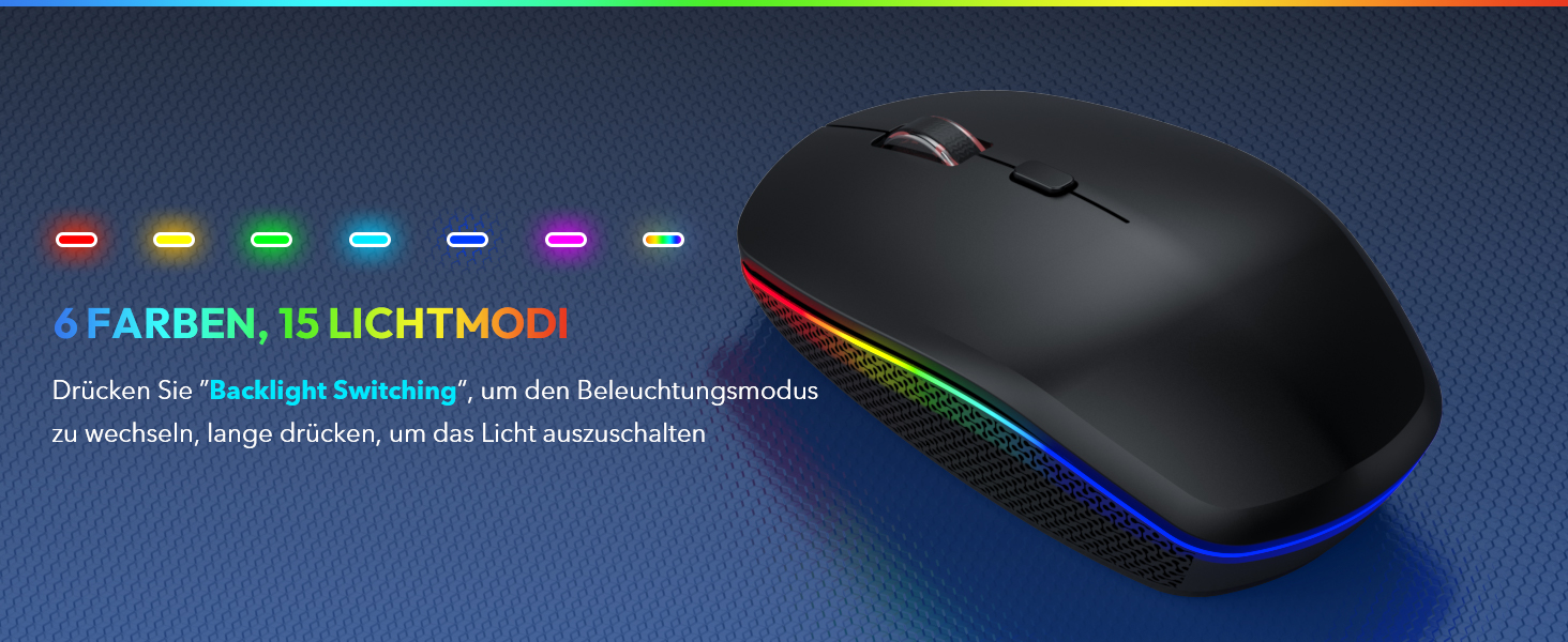 Бездротова клавіатура та миша з підсвічуванням, USB-C, тиха, для Mac/Windows/PC/Laptop, QWERTY (Чорний)