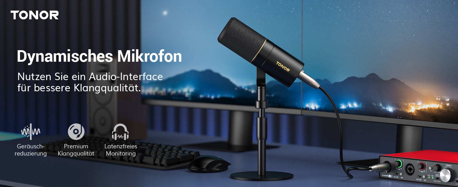 Мікрофон TONOR TD510+ для стрімінгу та запису: XLR/USB, динамічний, з кріпленням та кнопкою Mute