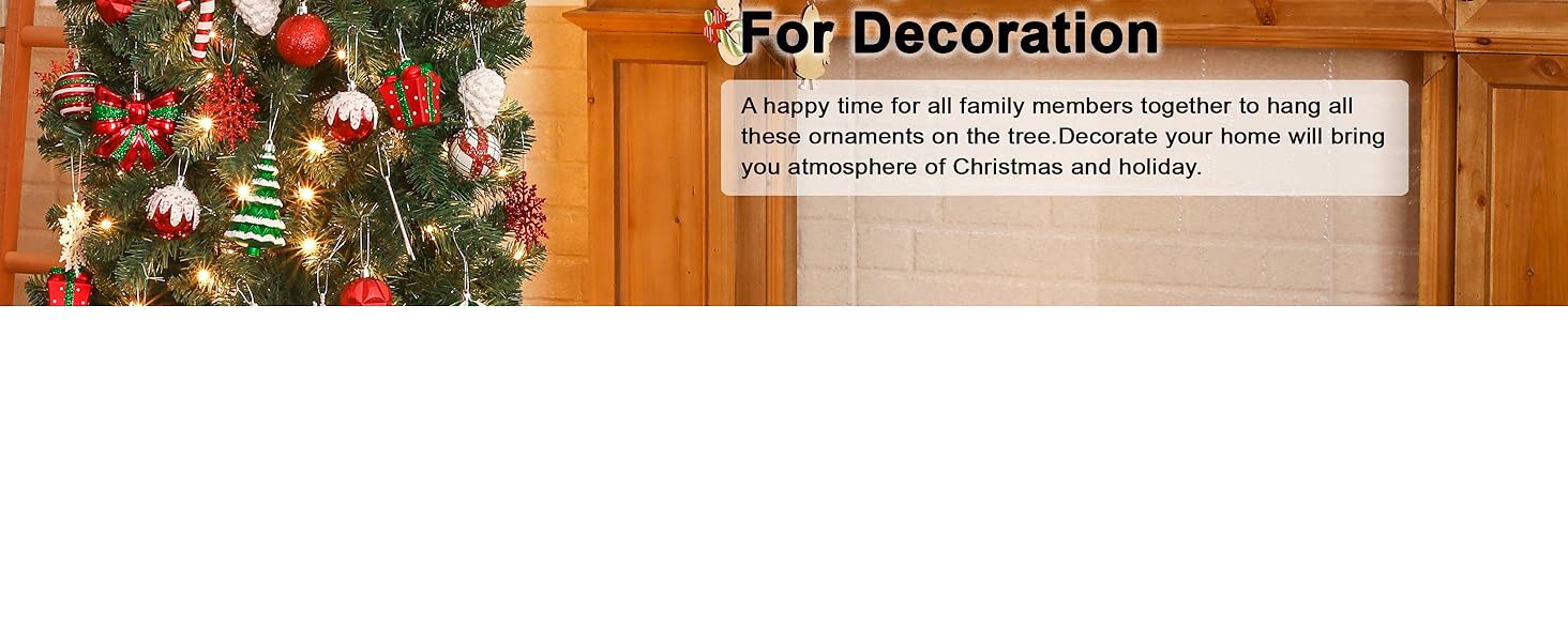 Набір прикрас на ялинку Shareconn 65 шт. - пластикові кулі, міцні, різні розміри та кольори (червоний та білий)