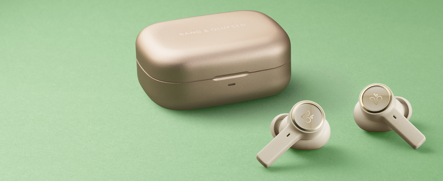 Bang & Olufsen Beoplay EX: Бездротові Bluetooth навушники з шумозаглушенням, чорного кольору (золотисті акценти), до 28 годин роботи, водонепроникні для спорту та повсякденного використання з зарядним кейсом