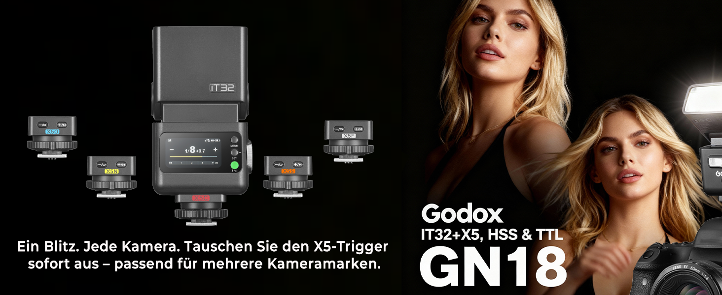 Godox iT32 TTL міні-спалаху для Sony з X5-S передавачем, 2.4G HSS 1/8000s, сумісний з Sony ZV-E10, a7IV, a9III, a6400, a6700, a7III, a7CII, a6000, a7C, a6100, a7SIII, ZV-E10 II, a6500, RX10