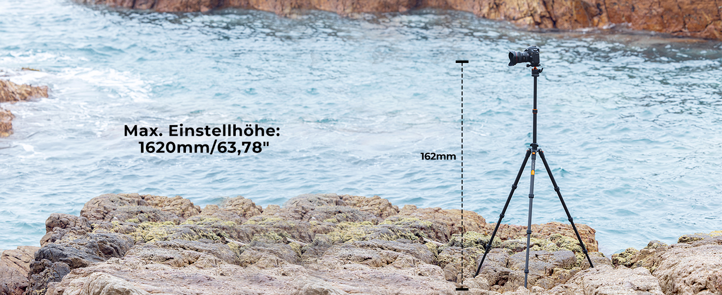 Штатив K&F Concept 200CM (78 дюймів) для камери: трипод з кульковою головкою 360°, моноподом, 1/4'' гніздом, для DSLR, з карбону (162CM+8KG)