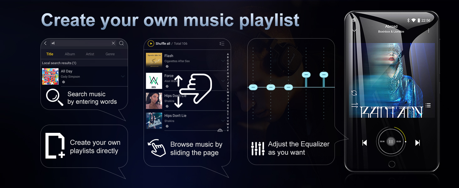 MP3 плеєр Oilsky 80GB з Bluetooth, WiFi та Android 9.0, 4