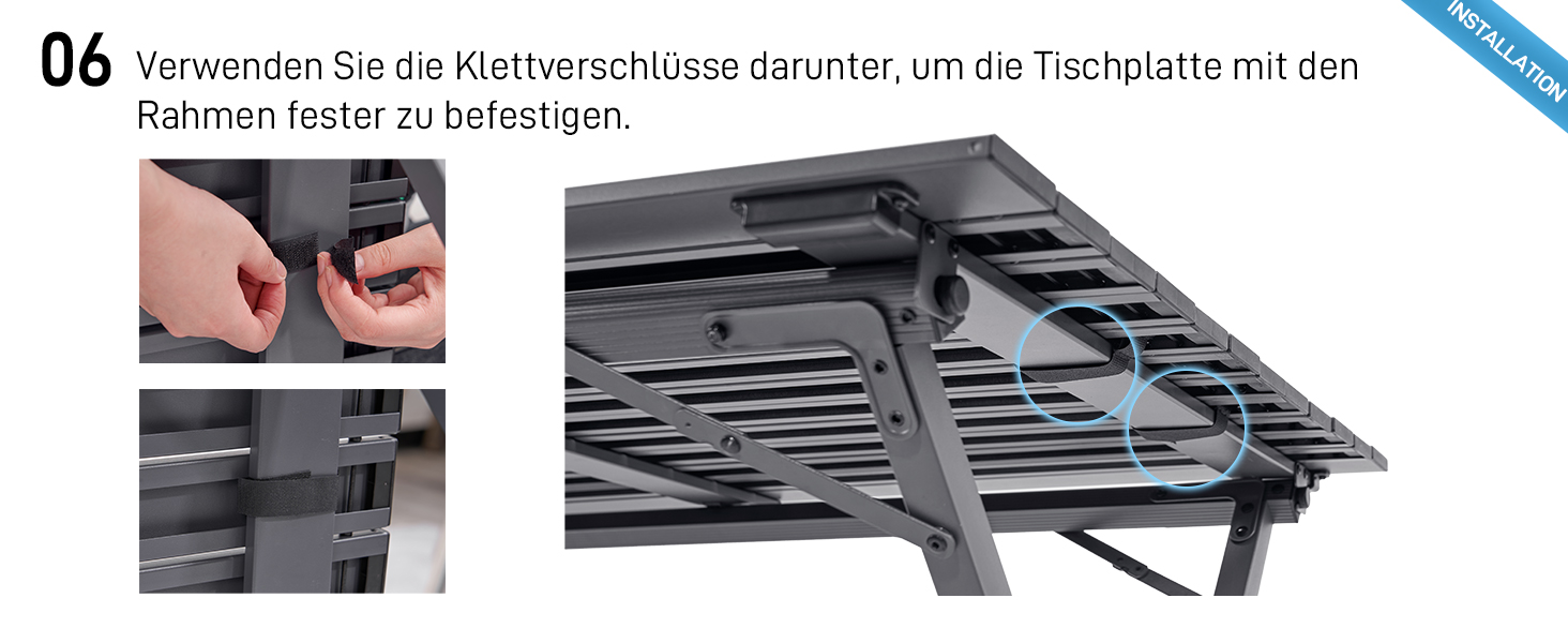 Розкладний туристичний стіл EVER ADVANCED 120x70 см, алюміній, 100 кг, сірий