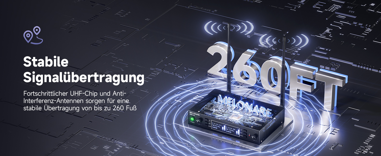 Система бездротового мікрофону Dual Channel MELONARE, професійний комплект, UHF, дальність 100 м, для співу, караоке, церкви