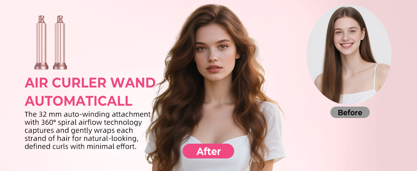 Фен-щітка Airstyler 6 в 1 Atopskins: 1000W, для об'єму, сушіння, випрямлення, локонів, рожевий