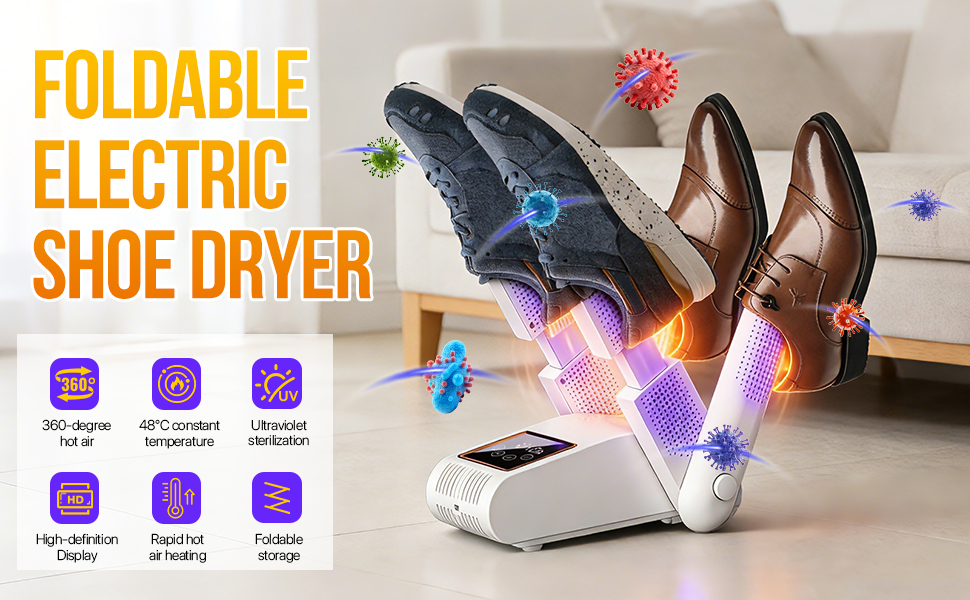 Електрична сушарка для взуття RoserRose 360° з гарячим повітрям та підтримкою температури 48°C для черевиків, лижних чобіт та кросівок