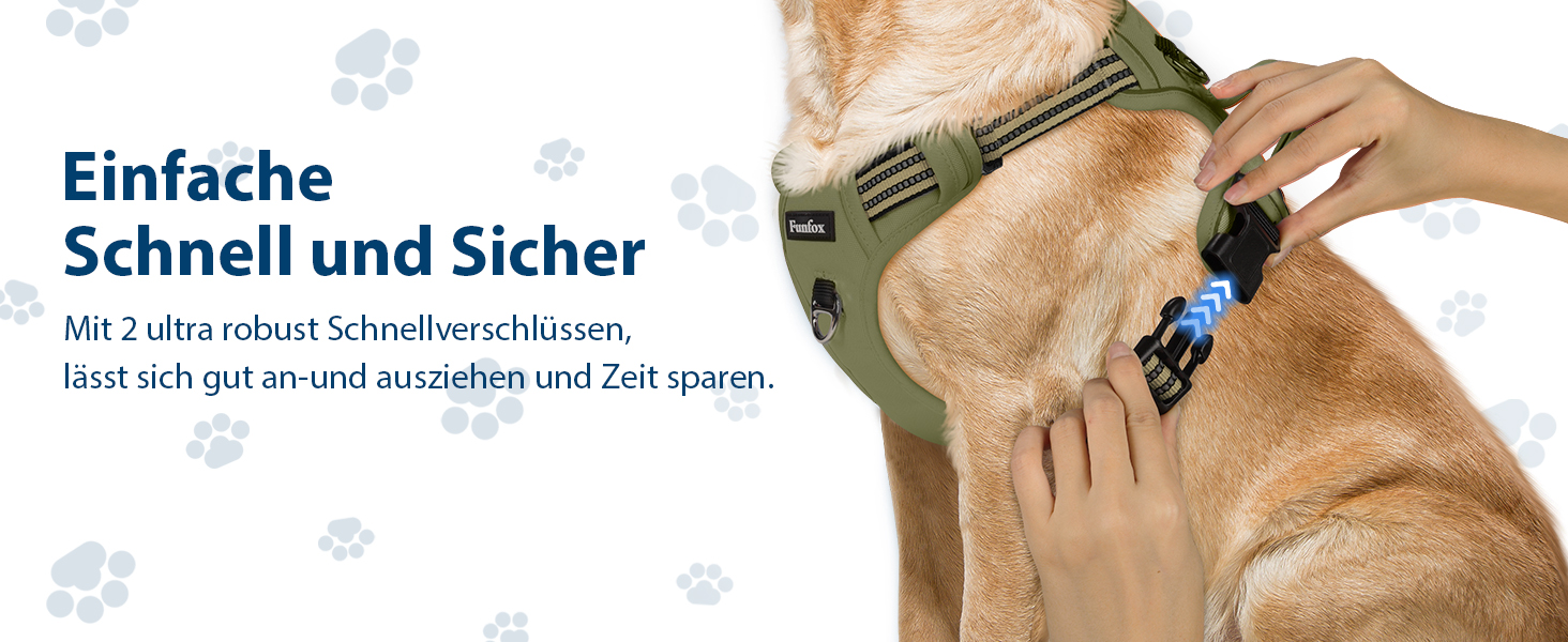 Шлейка для собак середніх порід Funfox, анти-тяга, з ручкою та світловідбиваючими смугами, без коміра, військовий зелений (M)