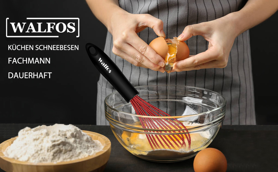 Набір міксерів Walfos 3 шт. з силіконовими вінчиками, червоний, з нержавіючої сталі. Для збивання, змішування та приготування їжі.