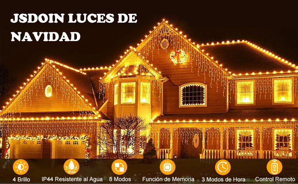 Льодогенератор JSdoin 100/200/300/400/600 LED, вологостійка гірлянда для декору саду, дому, вечірки, ялинки, з таймером, 8 режимів, тепле біле світло, 100 LED