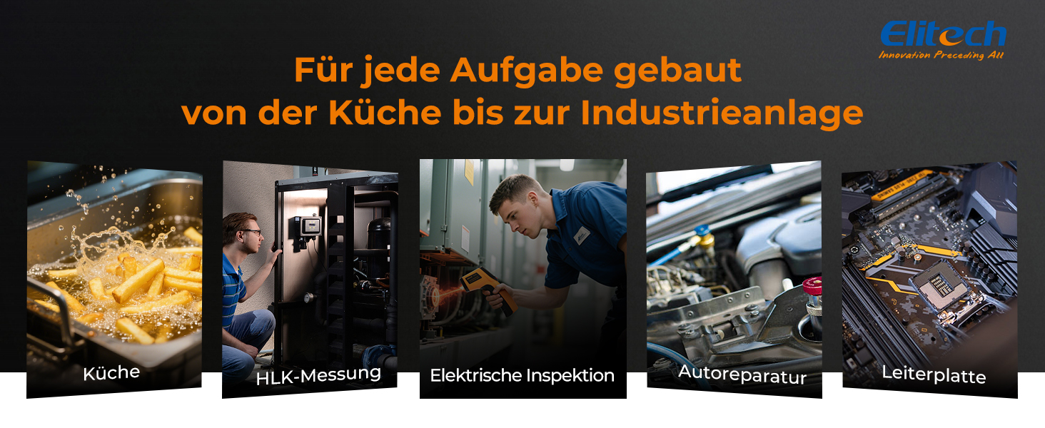 Інфрачервоний термометр Elitech -50~530℃: швидке вимірювання, лазерна ціль, для промисловості, будівництва та дому