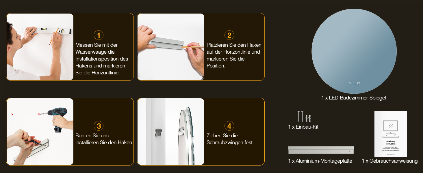 Дзеркало для ванної кімнати з підсвічуванням 70 см, LED дзеркало з підсвічуванням, 3 кольори світла, антизапарник, регульована яскравість, сенсорне управління, функція пам'яті, кругле, водонепроникне IP44, 70x70 см