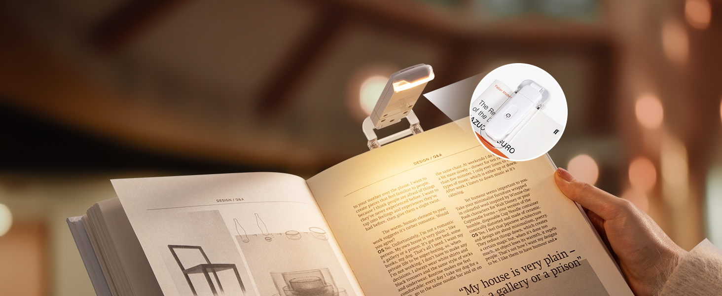 LED лампа для читання DEWENWILS на кліпсі, USB перезарядна, 2 рівні яскравості, тепле біле світло, подарунок для дітей та книголюбів