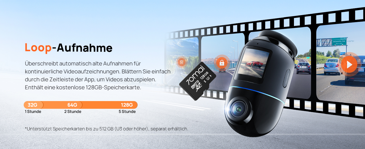 Відеореєстратор 70mai Dash Cam 4K Omni: 4K+1080P, 360° огляд, Dual STARVIS 2 HDR, GPS, WiFi, 4G LTE, 24/7 запис, AI-розпізнавання, нічне бачення, 128GB SD-карта