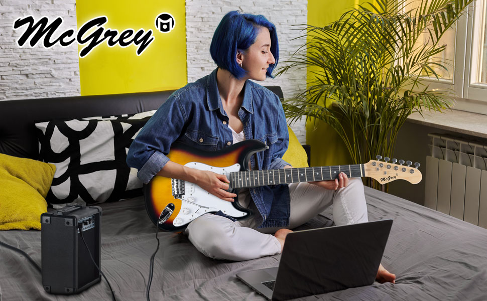 Електрогітара McGrey Rockit ST Комплект (8 предметів) з усіма аксесуарами, сонячний колір