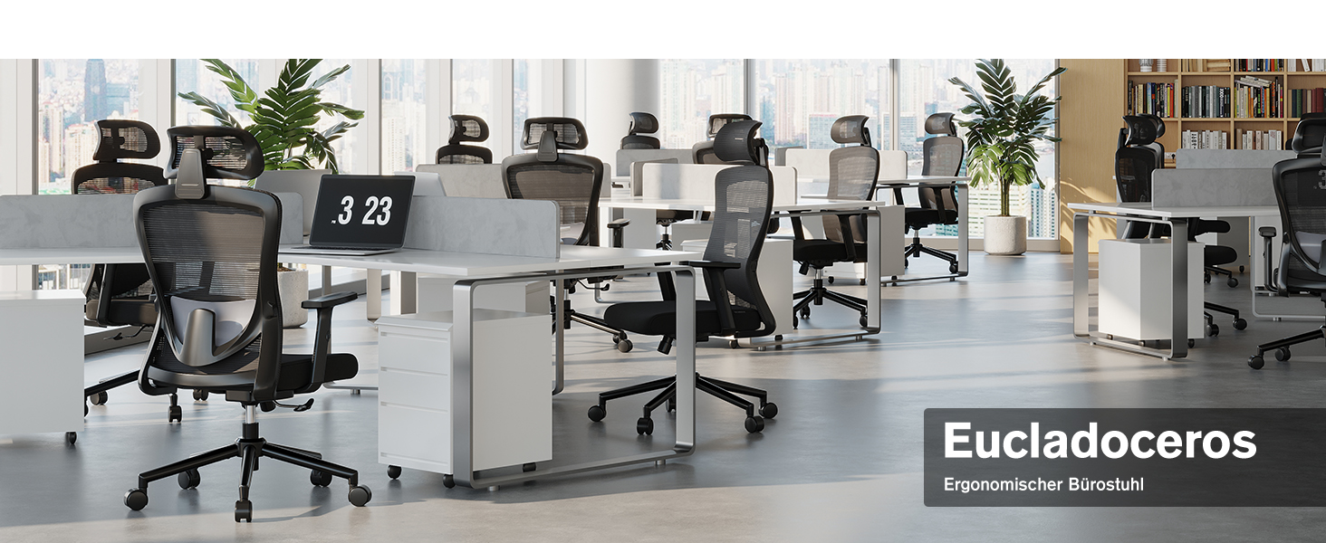 Ергономічне крісло для офісу з регульованою поперековою підтримкою, 2D підголівником та підлокітниками, поворотне, до 150 кг, чорний колір, нейлон