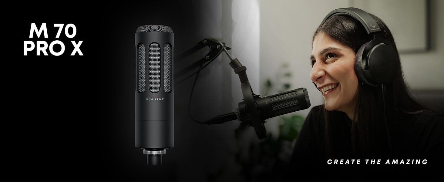 M 70 PRO X: Динамічний мікрофон для стрімінгу та подкастингу з XLR, Pop-фільтр та підвіс