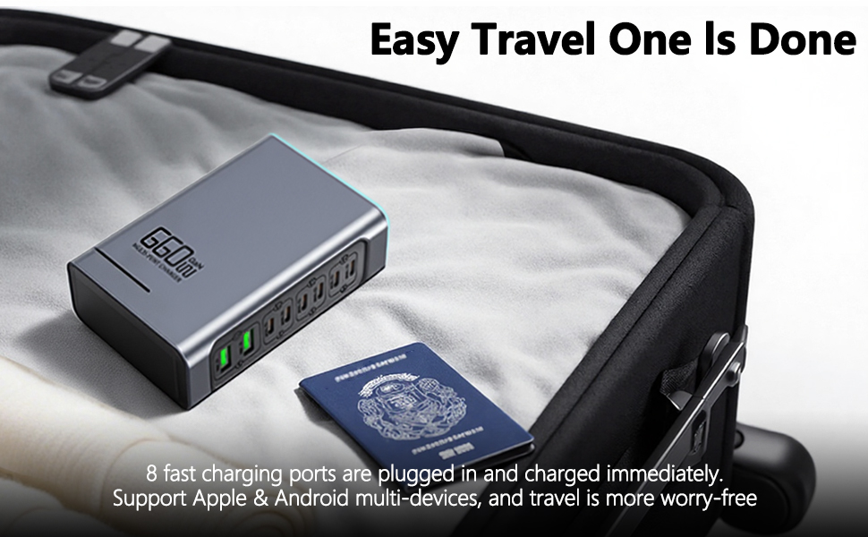 Зарядний пристрій USB C 620W GaN 10 портів: швидка зарядка для ноутбуків, iPhone, Samsung, MacBook Pro/Air (7x USB C + 3x USB A, PD)