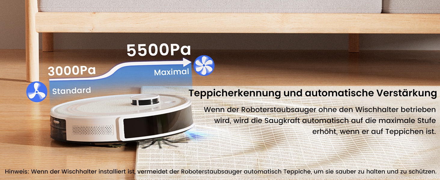 Робот-пилосос LEFANT M2 Pro з потужністю 6000 Па, автоматичною витяжкою сміття, лазерною навігацією та картографією, індивідуальним прибиранням, уникненням перешкод PSD, ідеальний для видалення шерсті тварин, білий