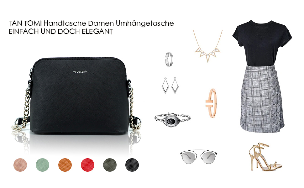 Сумка жіноча TANTOMI через плече: елегантна чорна крос-боді сумка на ланцюжку для вечірок