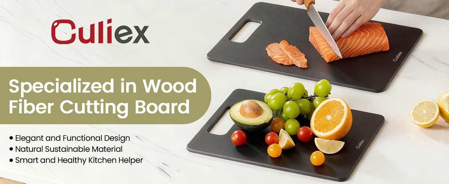 Набір дерев'яних обрізних дощок 2 шт. з бамбука, стійкі до миття в посудомийній машині, високої щільності, нетоксичні, BPA-free, з антиковзними ніжками, безпечні для ножів – ідеально для кухні та як подарунок, чорного кольору