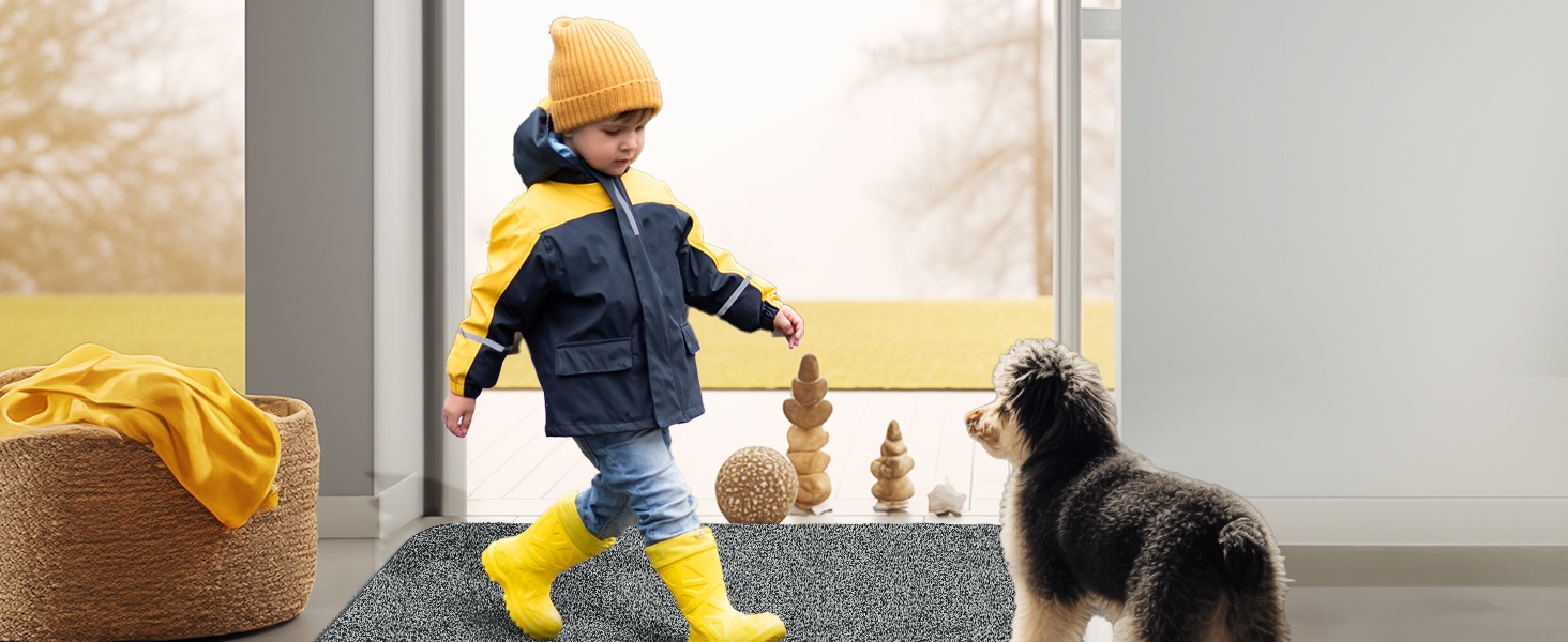 Килимок для входу Mibao SoftStep Luxus 60x90 см - чорний, антиковзкий, вологопоглинаючий, для дому та коридору, машинне прання