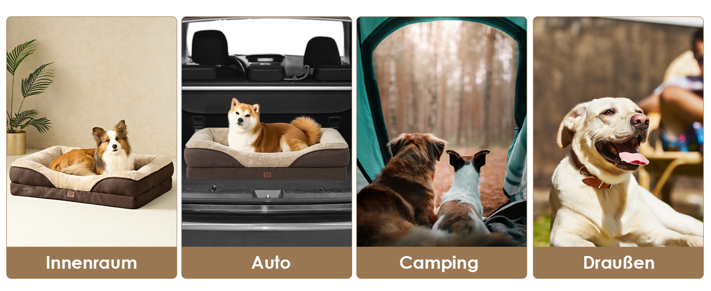 Orthopedic Dog Bed for Large Dogs, Memory Foam, Washable and Waterproof Dog Basket with 4 Sides, Dog Sofa/Dog Couch, Non-Slip, 106.5x76x18.5 cm (91 x 68 x 17.5 cm (L x W x H), Brown)