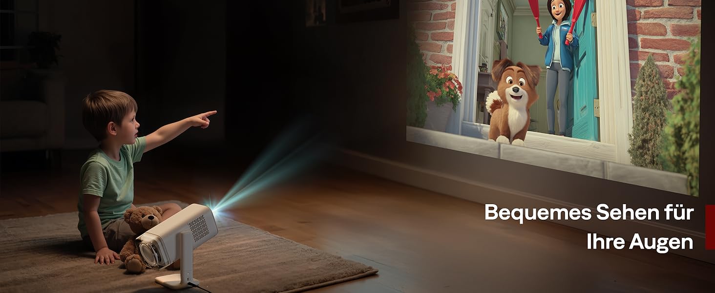 Smart проєктор Aurzen Boom Air Mini Beamer з Google TV та Netflix, 4K, USB-C, Dolby Audio, WiFi, Bluetooth, TOF автофокус, обертовий стійкий, кремовий