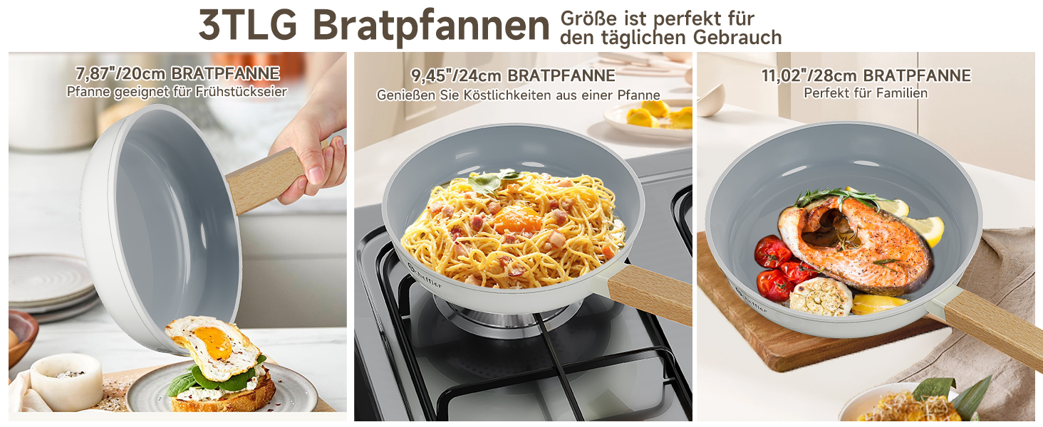 Scheffler Nonstick Fry Pan Set - 20/24/28cm - Induction Compatible