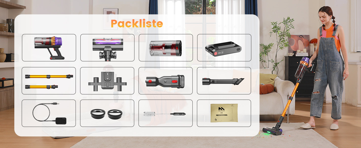 Бездротовий акумуляторний пилосос AlloyMove A05: 50000Pa, 550W, 80 хвилин, LED-дисплей, антизаплутана щітка, 7-ступенева фільтрація, для тварин, твердих поверхонь та килимів