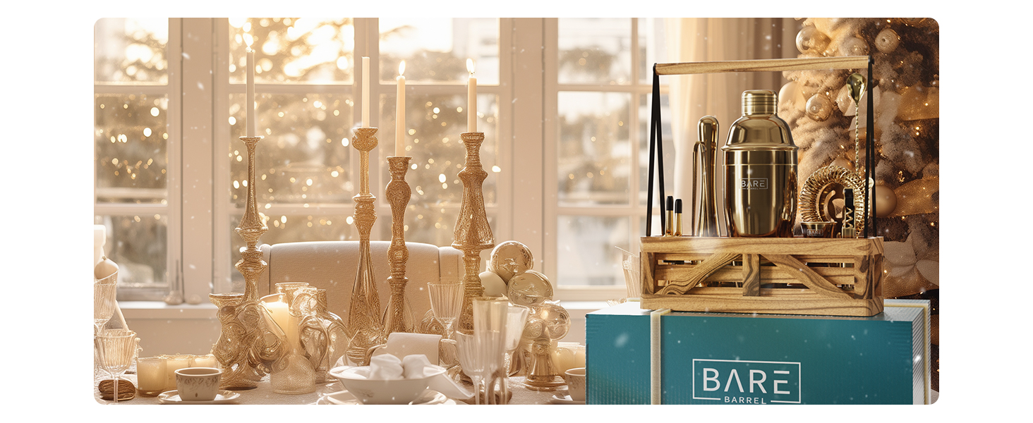 Набір бармена для приготування коктейлів Rose Gold 24oz: 12 предметів, дерев'яний підставник, рецепти, професійний барний аксесуар