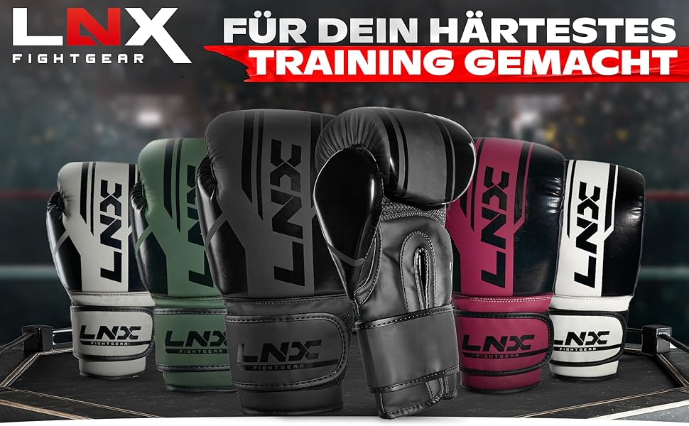 Боксерські рукавички LNX Performance Pro: для кікбоксингу, боксу, муай-тай, MMA (10, 12, 14, 16 Oz) - чорний колір