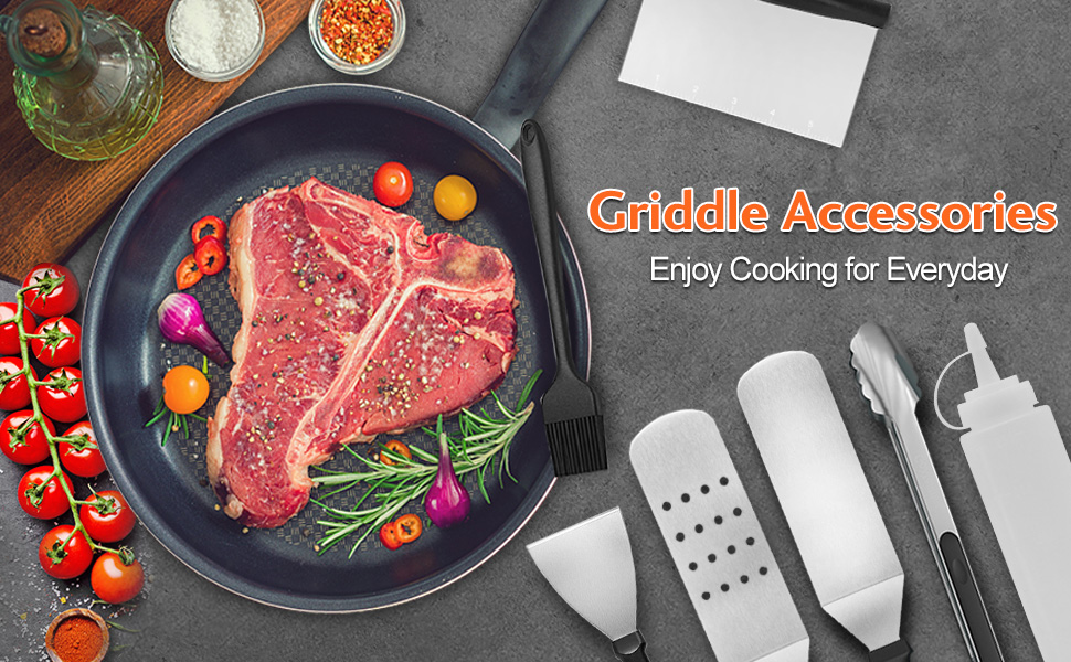 Набір аксесуарів для гриля: 30 предметів для Blackstone, кемпінгу та газового гриля