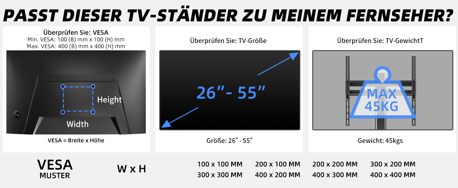 Підставка для телевізора Suptek, поворотна, для LED/OLED екранів 26-55 дюймів, до 50 кг, VESA 400x400 мм, TS202