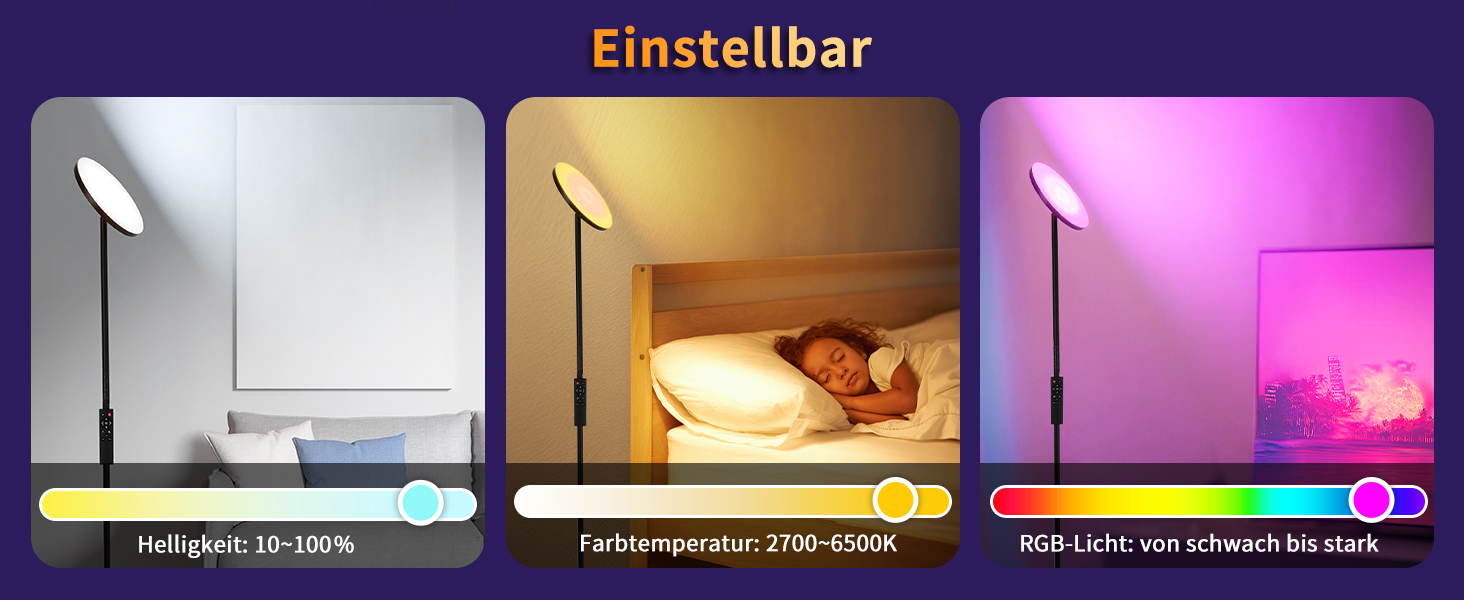 Стійка лампа LuminexDesigns з полицею, 36W+7W LED, диммування, 3200LM+600LM, сучасний дизайн, для вітальні та як настінний світильник, з пультом керування, 2700K-6500K, чорний колір