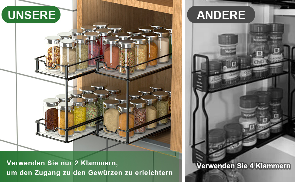 Організатор для шафи TJ.MOREE висувний, 2 шт., 2 яруси, для спецій, посуду, олії, кухні