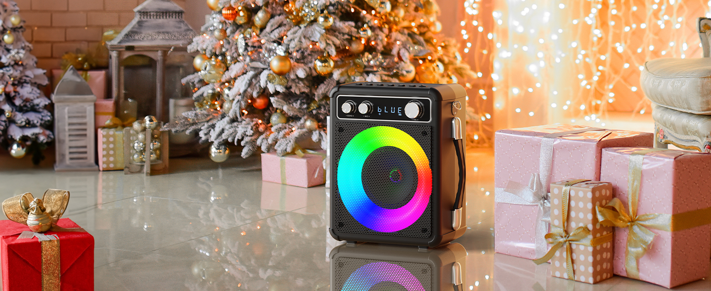 BONAOK Караоке Мікрофон для Дорослих, Портативна Караоке Машина з Bluetooth, 2 Мікрофони, 15 Вт, Підсвітка, Чорний T03