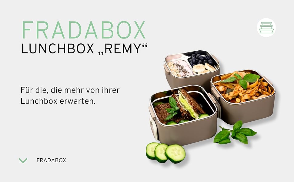 Бенто-бокс 'Remy' 2100мл, 3 секції з відділеннями та столовим прибором, преміум-якість, нержавіюча сталь, BPA-free, велика ланчбокс для дорослих, для Meal Prep, миється в посудомийній машині та підходить для мікрохвильової печі