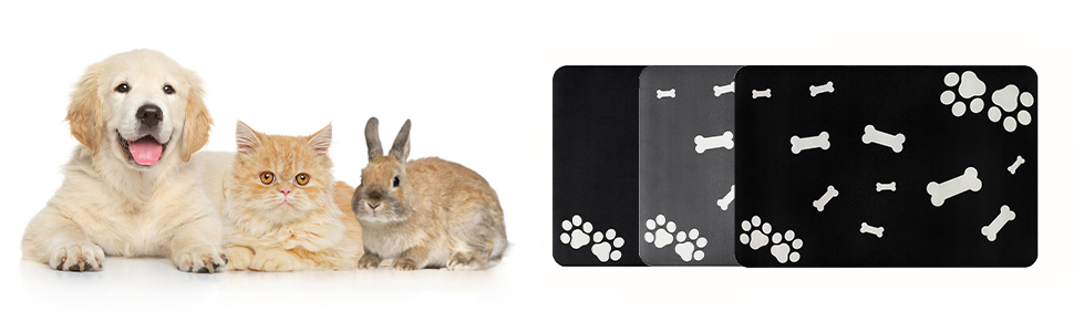 Нековзна килимок під миску для собак та котів Walant, легко миється, швидко сохне, чорний