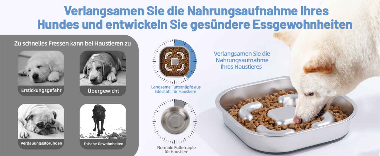 Миска для собак Anti Schling Napf з нержавіючої сталі 304, з силіконовим дном, для маленьких та середніх собак, 23*23*4.5 см