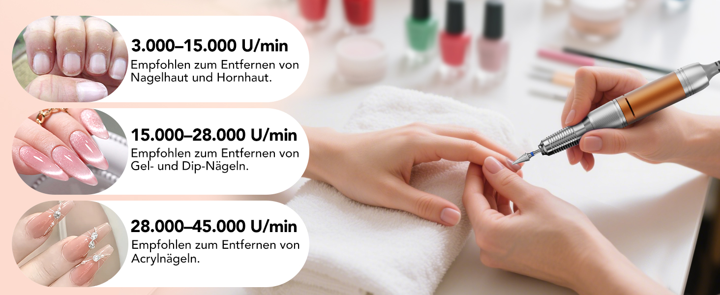 Професійний електричний фрезер для нігтів Nagelfräser 45000 об/хв з педаллю, LCD дисплеєм, 45 швидкостей, F/R, функція паузи, для гель-манікюру, для салону та дому