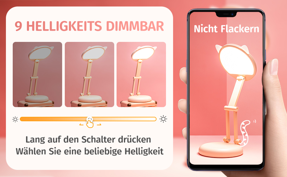 Світлодіодна лампа для читання One Fire 48 LED, рожева - 3 режими, 10 рівнів яскравості, USB, адаптер 10W, 40 см, гнучка 360°, нічник для дитячого ліжечка