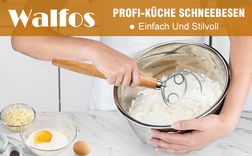 Набір міксерів Walfos (2 шт.) - 13см + 18см, нержавіюча сталь, для збивання яєць, приготування, кулінарії