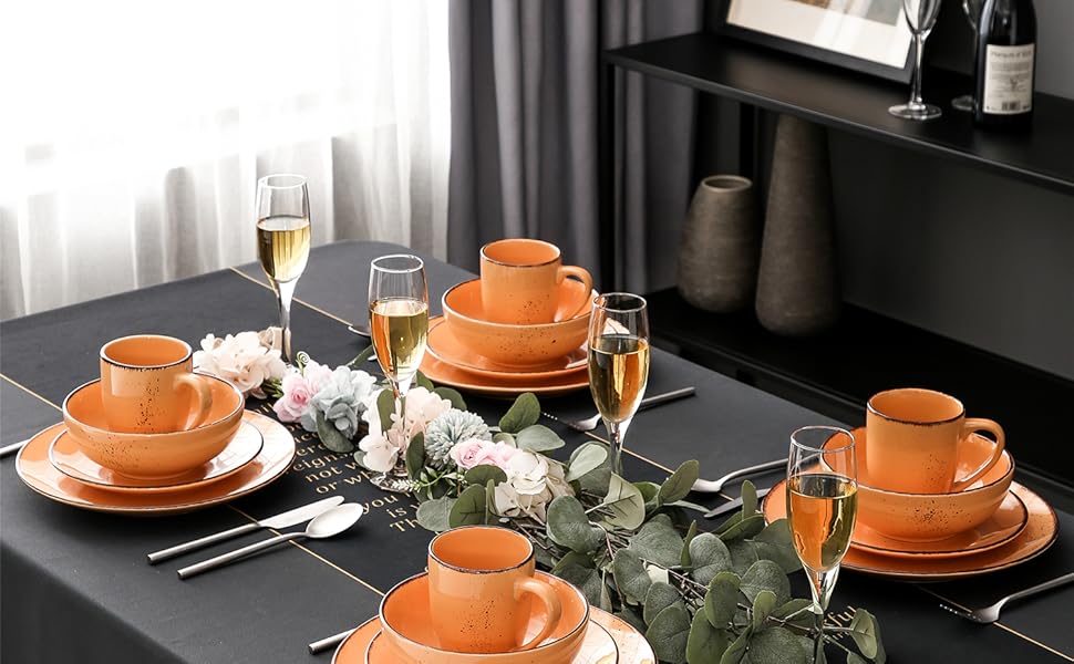 Набір посуду Vancasso Navia, 16 предметів, кераміка, для 4 осіб, помаранчевий