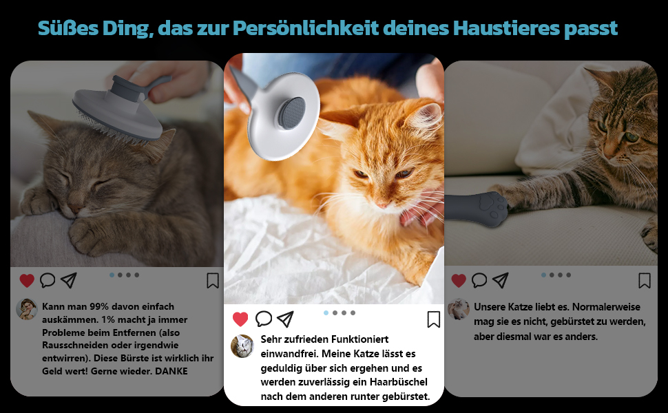 Бурштук для собак та котів Zivacate: самоочищувана, для короткої та довгої шерсті, ергономічна ручка (сірий)