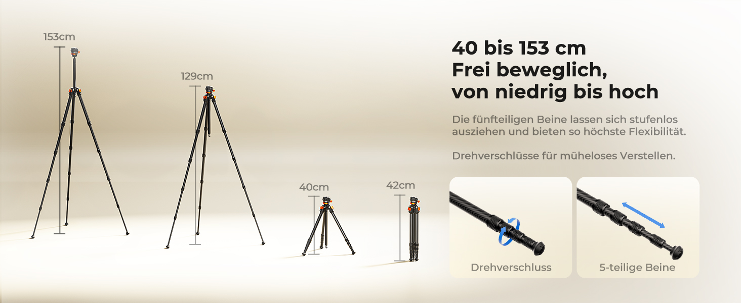 Карбоновий штатив для камери K&F Concept A225C2+BH28R, легкий компактний трипод для DSLR, висота 153 см
